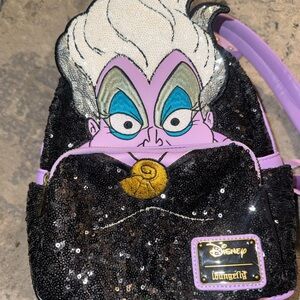 Loungefly Disney Ursula Sequin Backpack - Black and Lavender